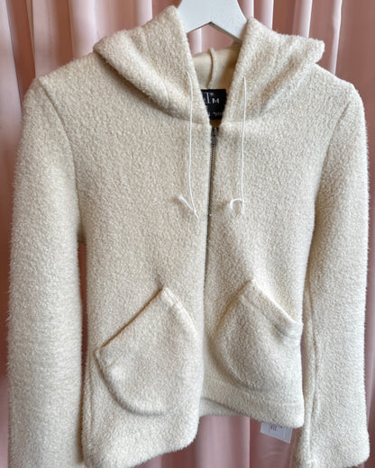 Isabel Marant 1990's Cream Fleece Bell Sleeve Zip Up Hoodie