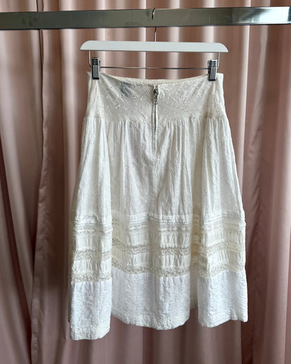Comme des Garçons tricot White Broderie Anglaise Midi Skirt