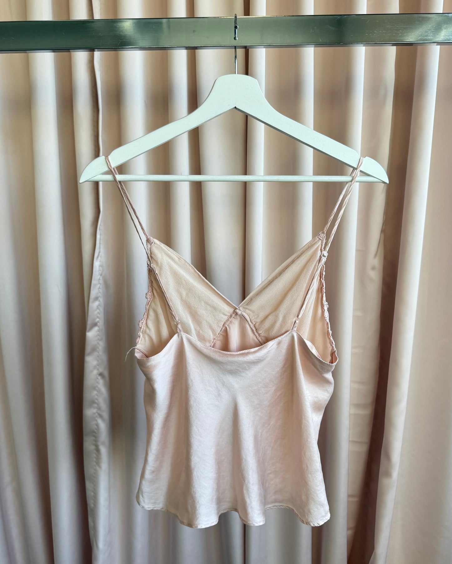 Victoria's Secret 1987 Soft Pink Silk Lace Trim Tank Top