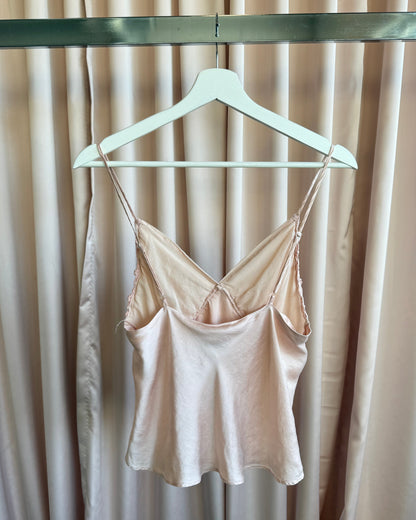 Victoria's Secret 1987 Soft Pink Silk Lace Trim Tank Top