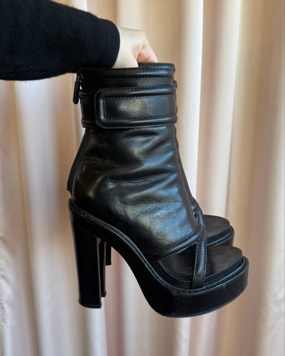 Givenchy Black Leather Platform Open Toe Boots