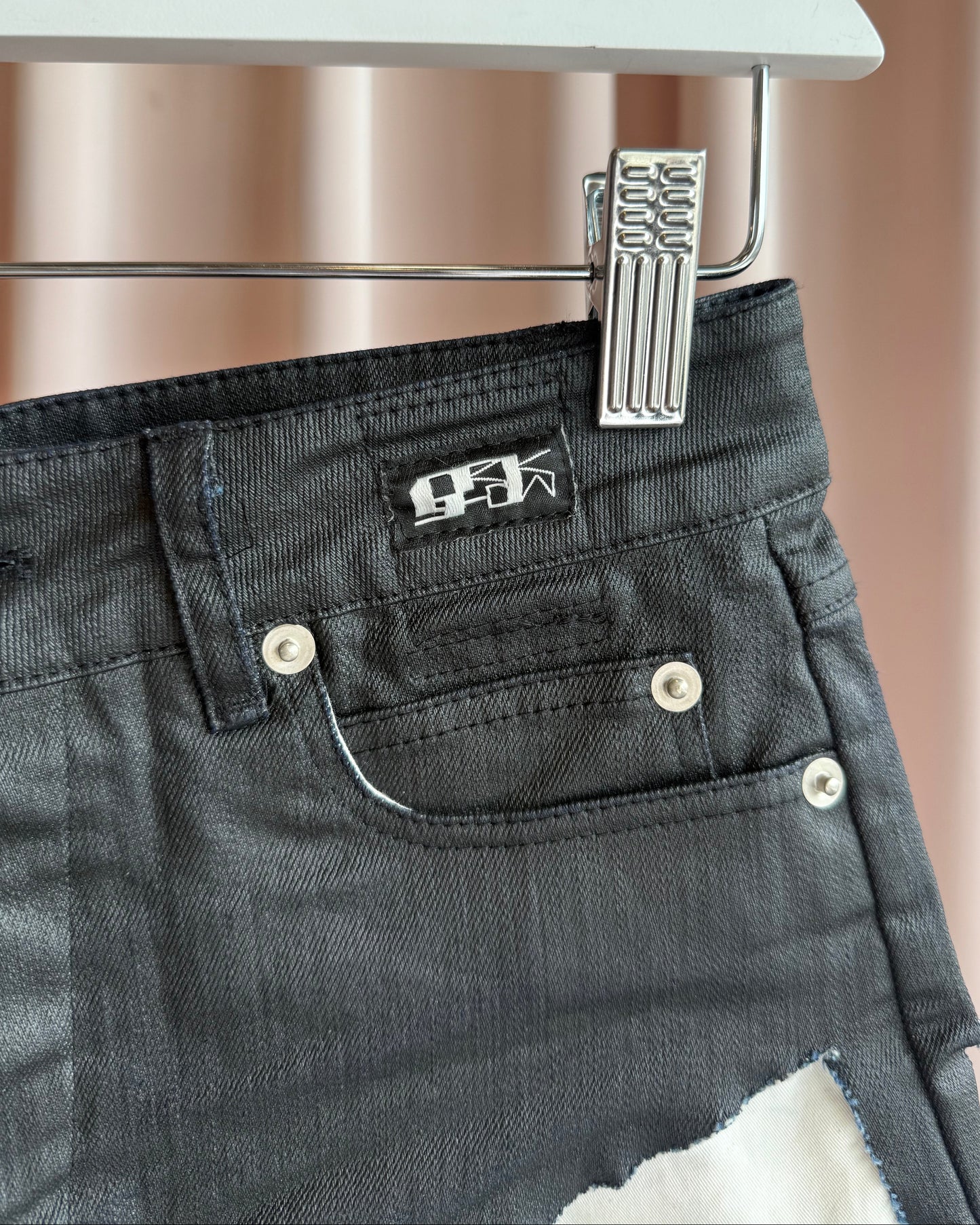 Rick Owens DRKSHDW Waxed Denim Mini Shorts