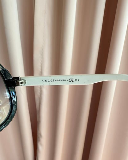 Gucci Red & Green Stripe Acetate Aviator Sunglasses