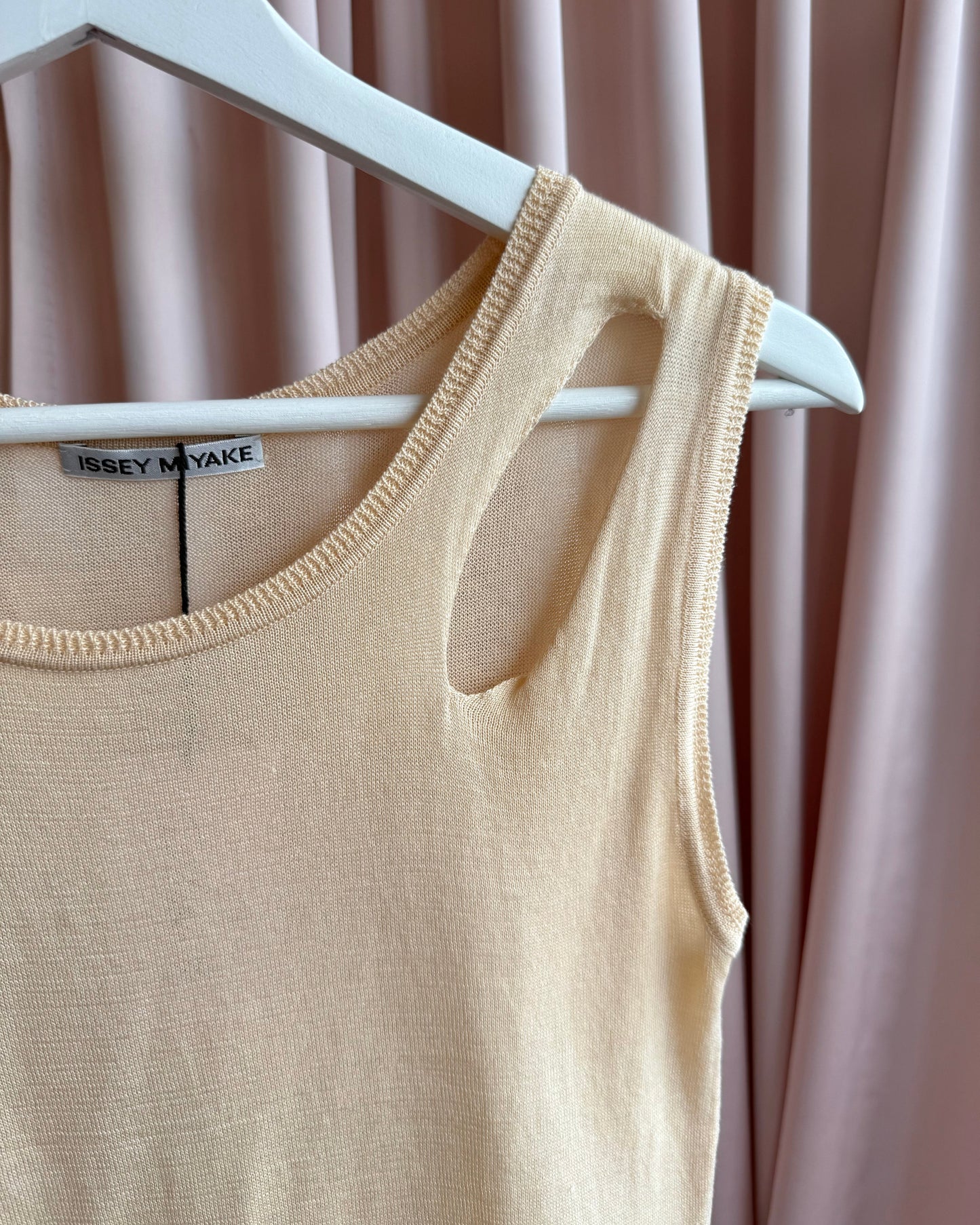 Issey Miyake S/S 2004 by Naoki Takizawa Beige Cut Out Knit Tank Top