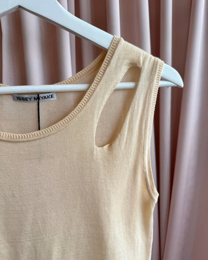Issey Miyake S/S 2004 by Naoki Takizawa Beige Cut Out Knit Tank Top