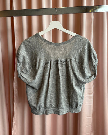 Tsumori Chisato Grey Cloud Print Polka Dot Wool Top