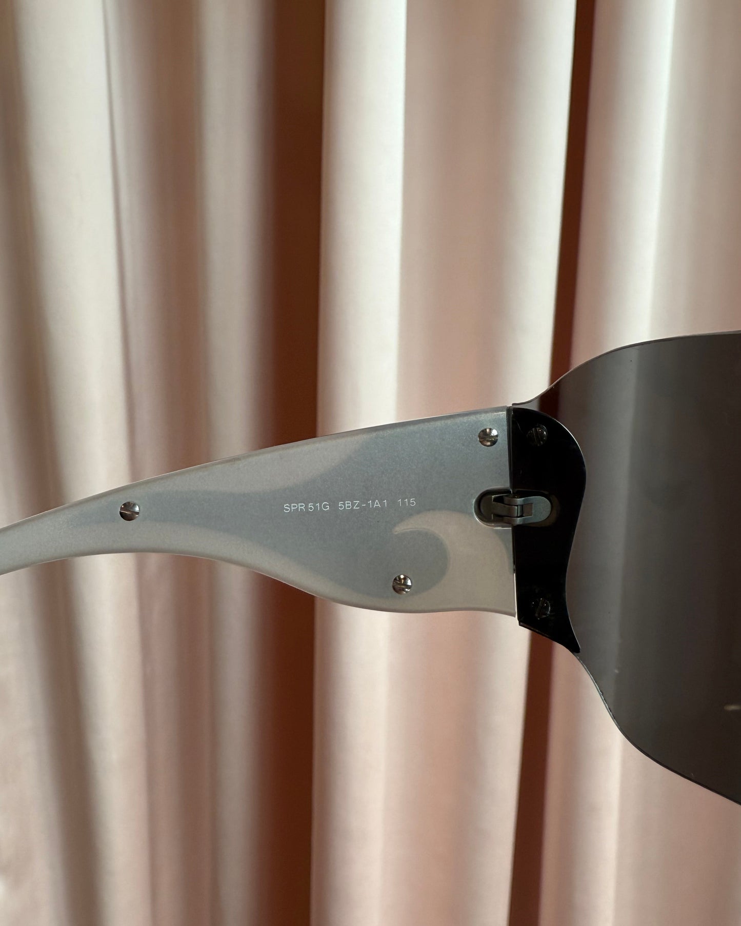 Prada Black & Silver Flame Shield Sunglasses