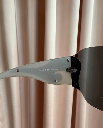 Prada Black & Silver Flame Shield Sunglasses