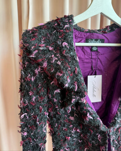 Montreal Brand Textured Purple Cropped Ribbon Tie Jacket