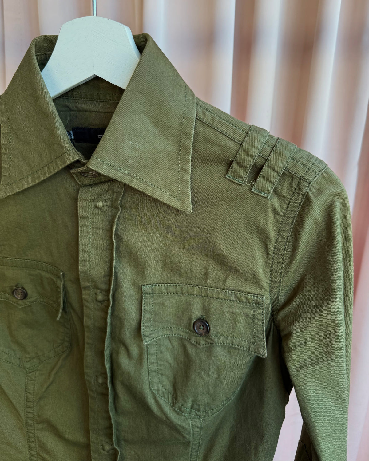 Dsquared² S/S 2003 Olive Green Long Sleeve Button Up Shirt