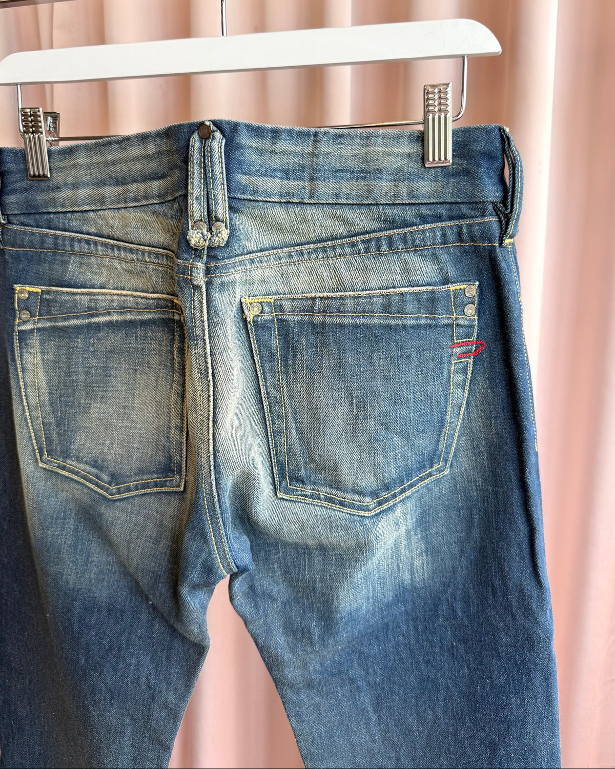 Diesel "Tiiner" Bleach Faded Straight Leg Denim