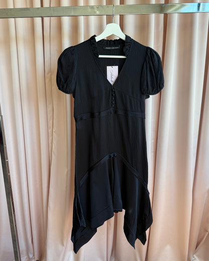 Balenciaga 2007 by Nicolas Ghesquière Black 100% Silk Puff Sleeve Dress