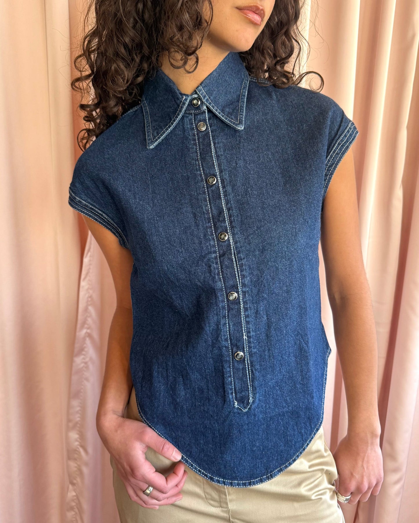 Alexander McQueen F/W 1997 Short Sleeve Button Up Denim Shirt