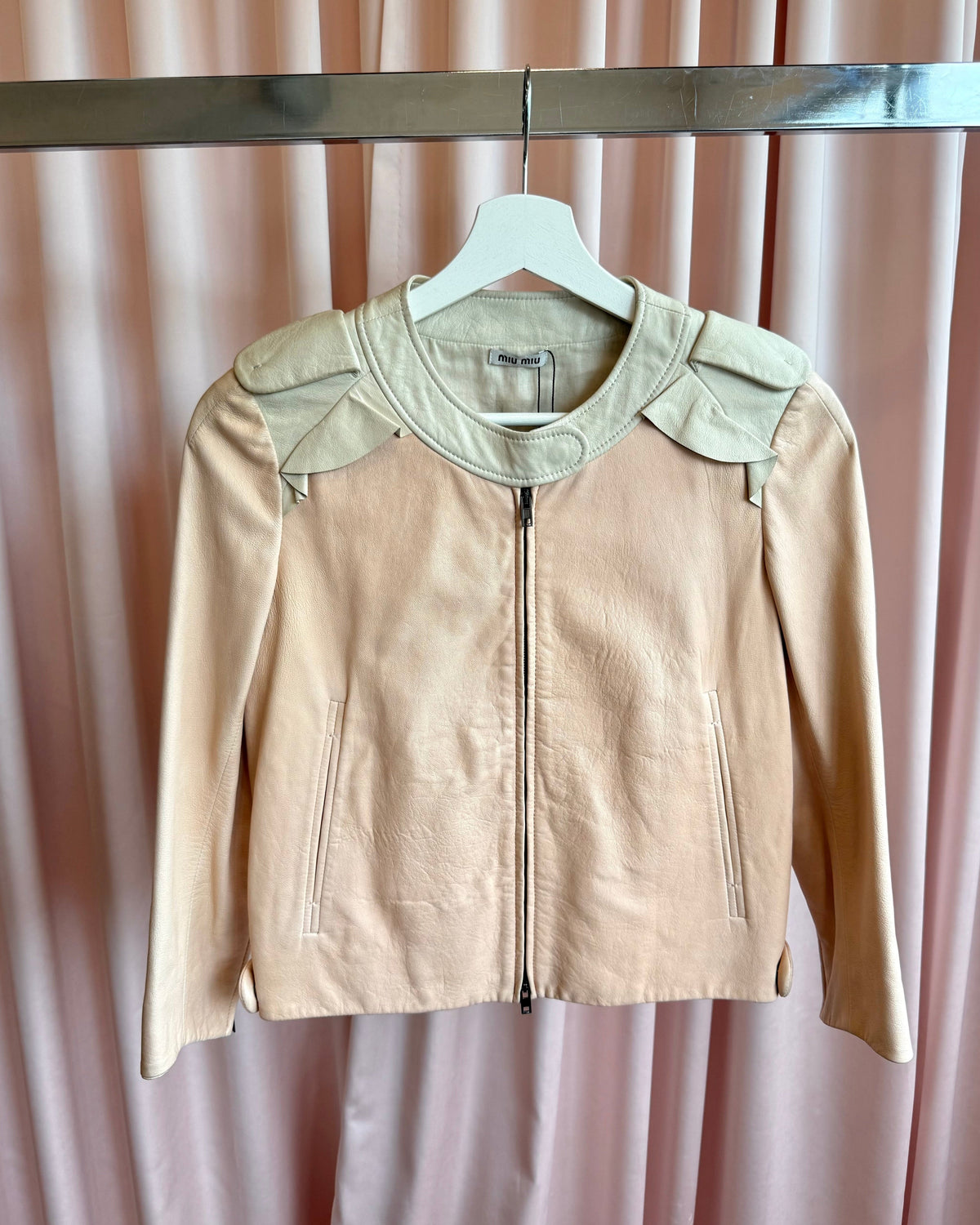 Miu Miu 2011 Blush Pink Lambskin Leather Jacket