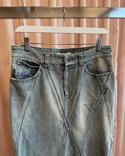 Junya Watanabe S/S 2002 Patchwork Flared Denim Maxi Skirt