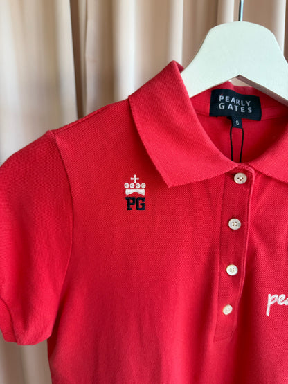 Japanese Golf Brand Patched Red Polo Top