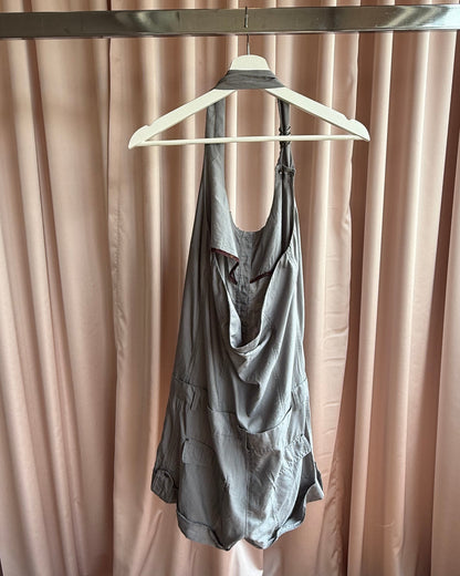 Cop Copine Grey Ruffle Button Up Halter Romper