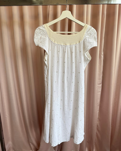 Tsumori Chisato White Button Front Short Sleeve Cotton Tent Dress