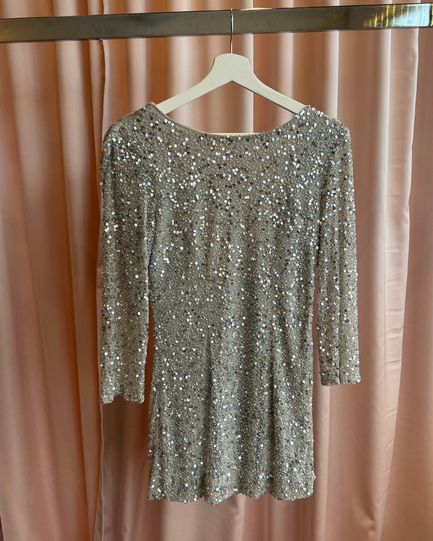 2000's Silver Sequins Low Back Mini Dress