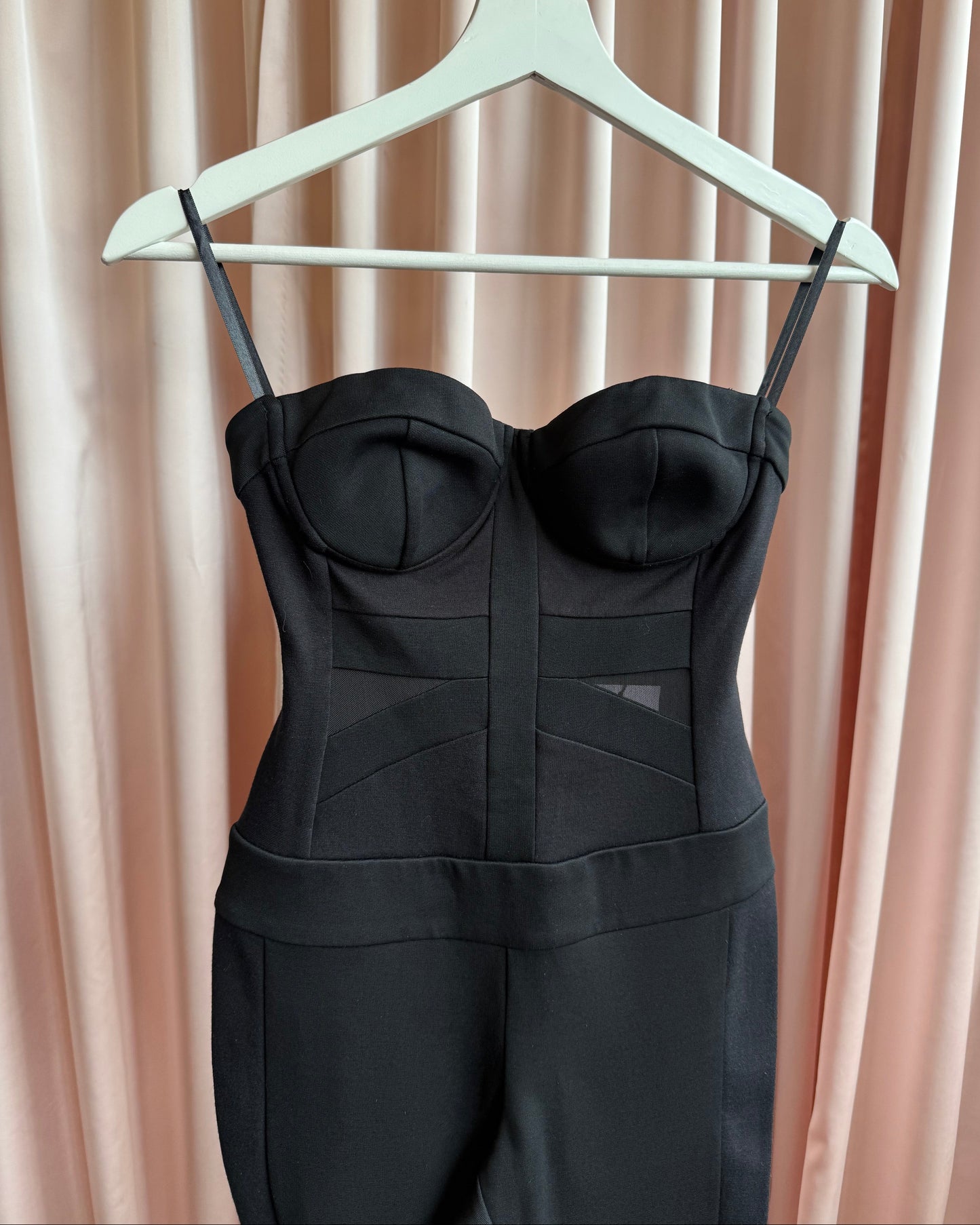 Bebe Black Bandage Strapless Bustier Jumpsuit