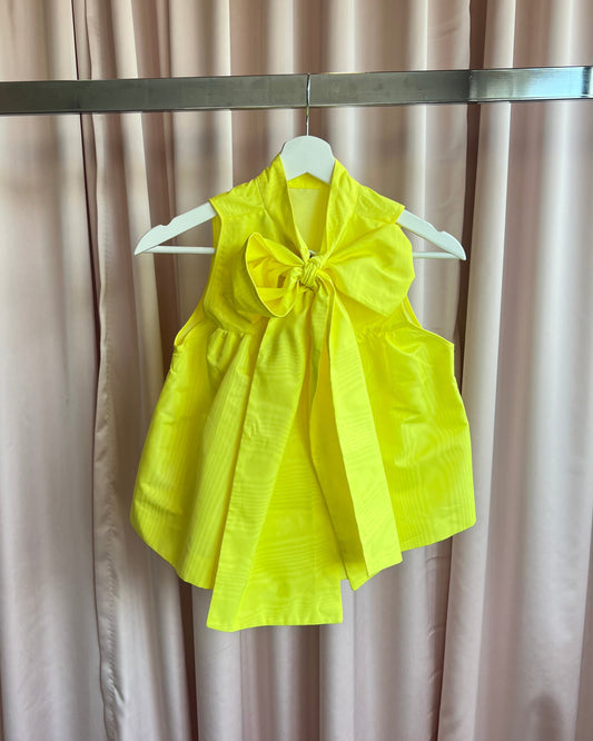 MSGM Yellow Sleeveless Bow Top