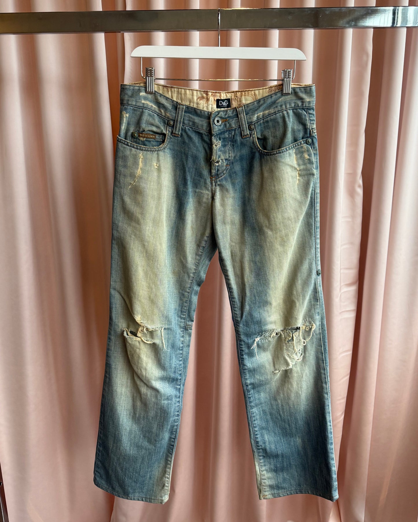 D&G S/S 2005 Distressed Faded Mud Wash Denim