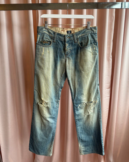 D&G S/S 2005 Distressed Faded Mud Wash Denim
