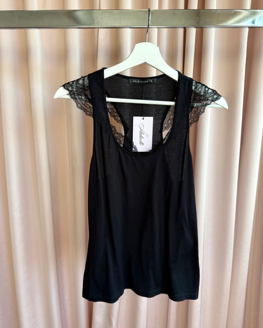 Balenciaga 2008 by Ghesquière Black Lace Tank Top