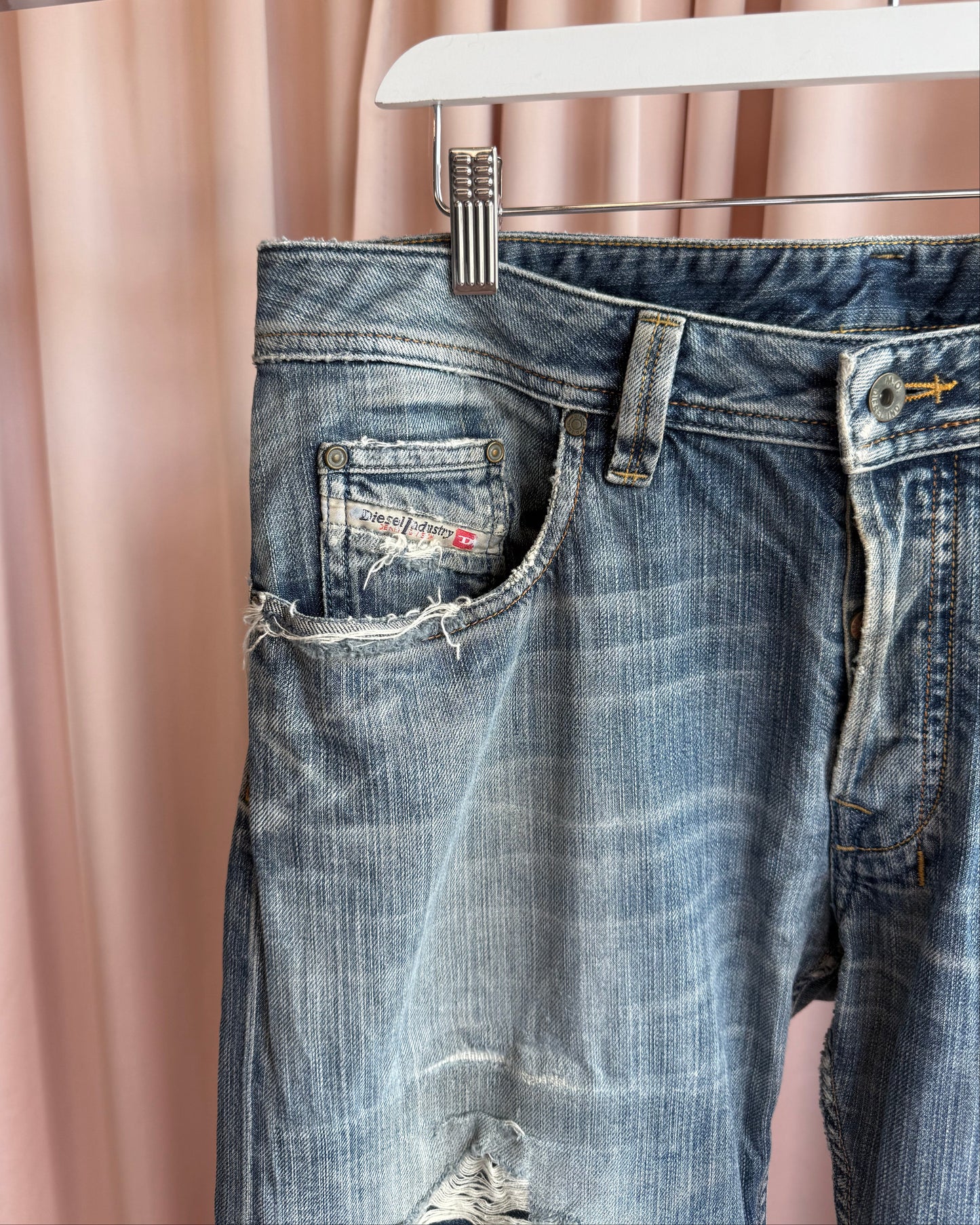 Diesel "Levan" Distressed Straight Leg Denim