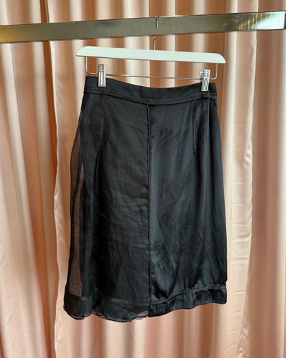 D&G Silk Panelled Wrap Style Black Sequins Midi Skirt