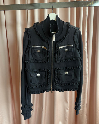 Dsquared² F/W 2011 Black Ruffled Zip Up Sweatshirt Jacket