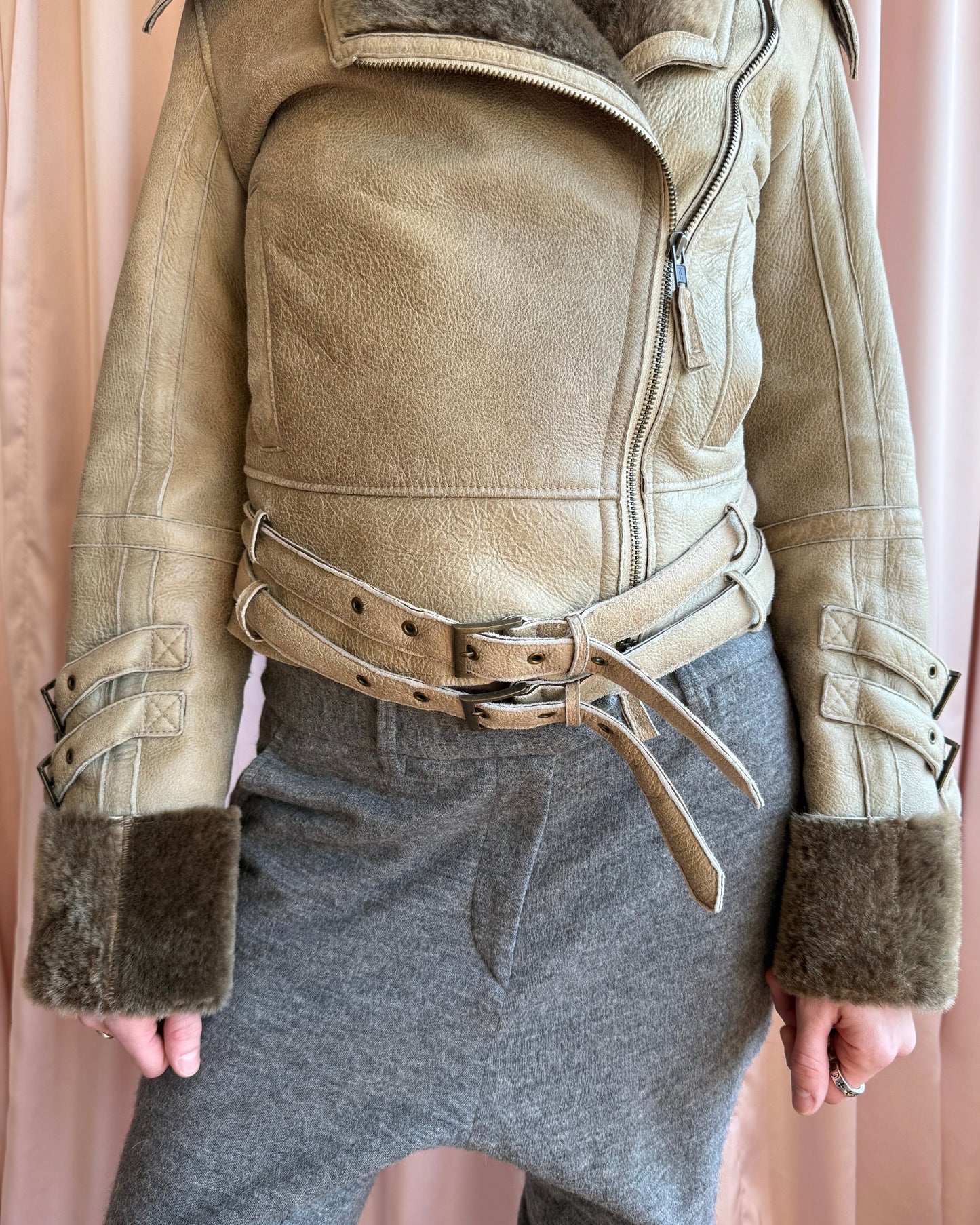Japanese Brand Belted Shearling Jacket