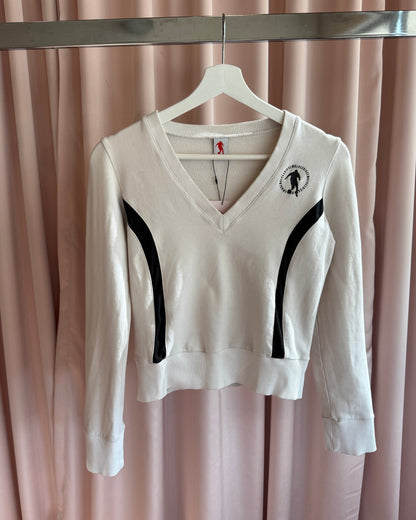 Bikkembergs Off-White & Black Logo Graphic V-Neck Sweatshirt