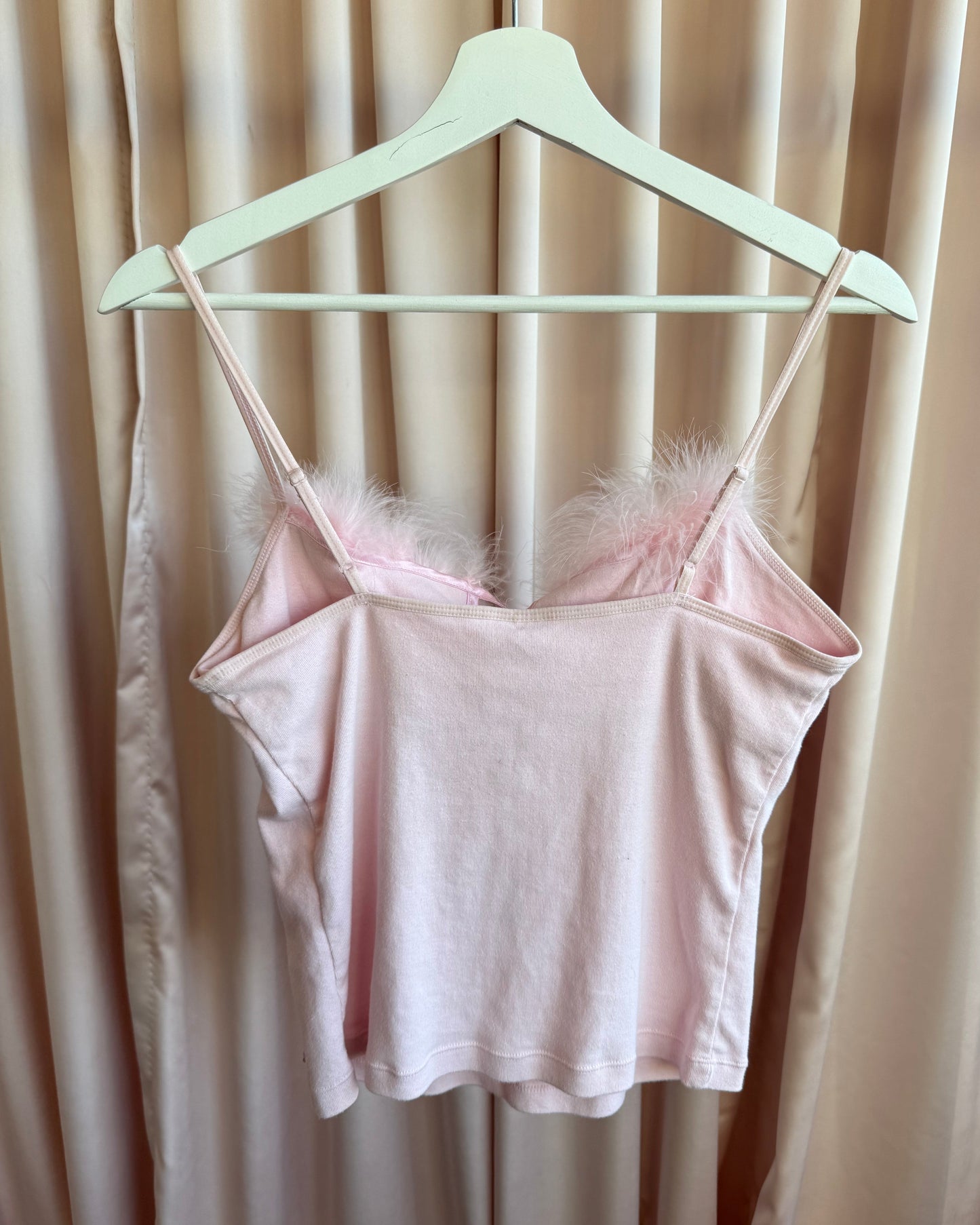 La Senza 2000's Baby Pink Marabou Trim Tank Top