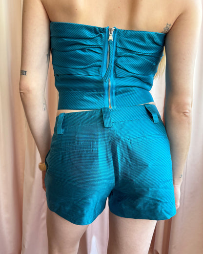 Marc by Marc Jacobs S/S 2010 Silk Pinstriped Teal Shorts