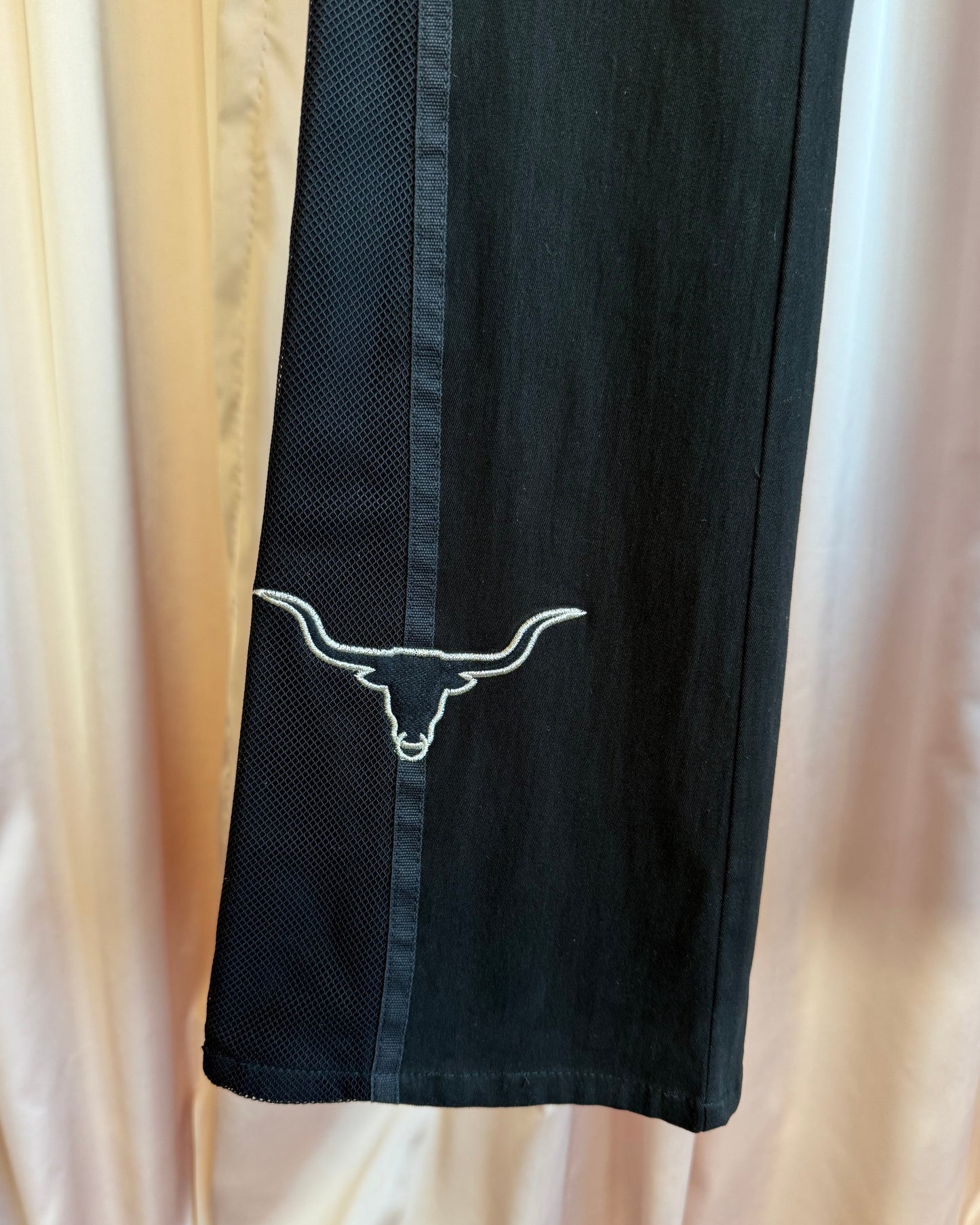 Moschino Jeans Embroidered Bull Belted Low Rise Flared Black Trousers