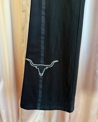 Moschino Jeans Embroidered Bull Belted Low Rise Flared Black Trousers