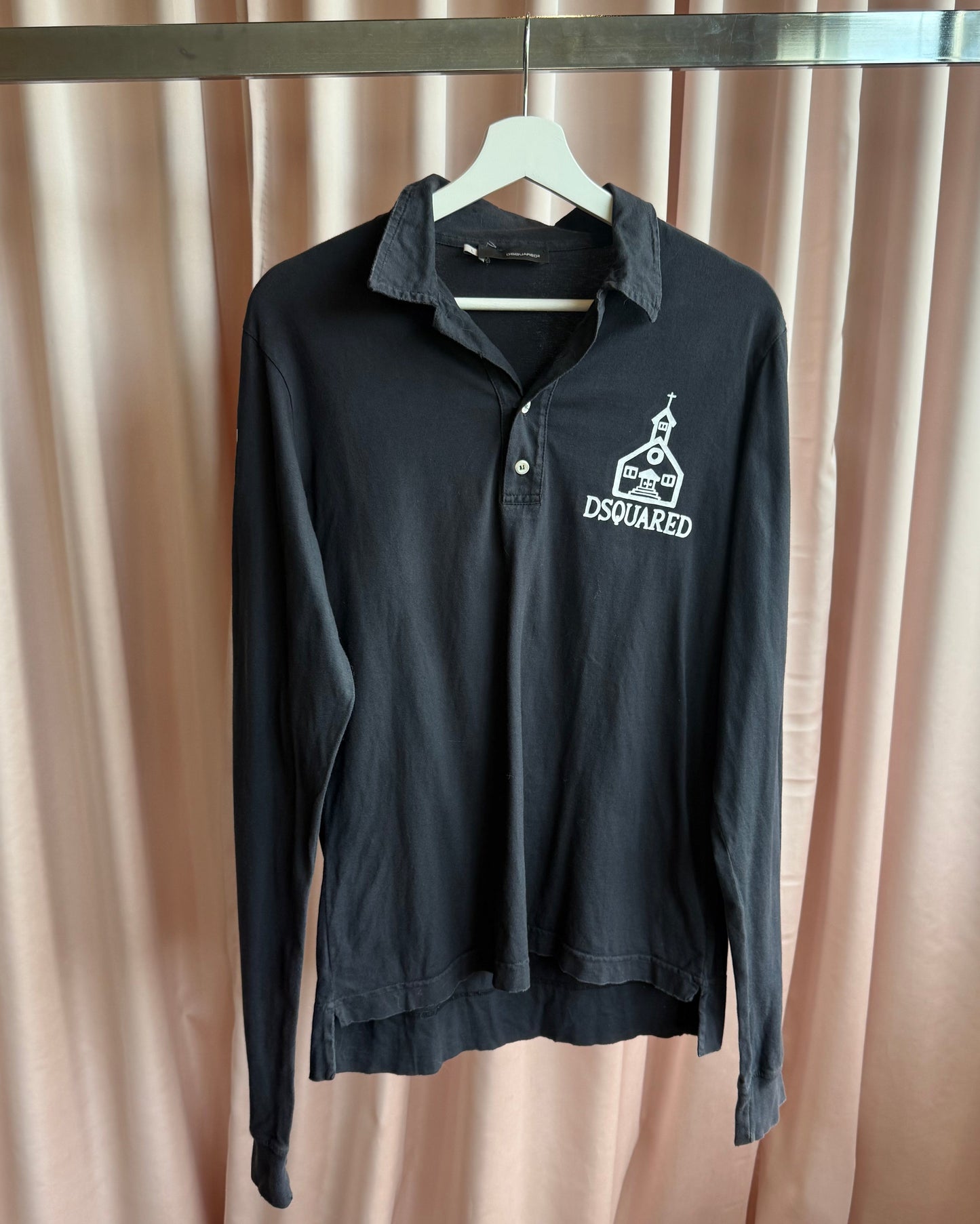 Dsquared² F/W 2005 "Son of a Preacher Man" Black Long Sleeve Polo Shirt
