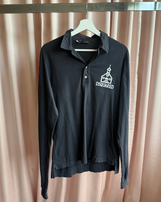 Dsquared² F/W 2005 "Son of a Preacher Man" Black Long Sleeve Polo Shirt