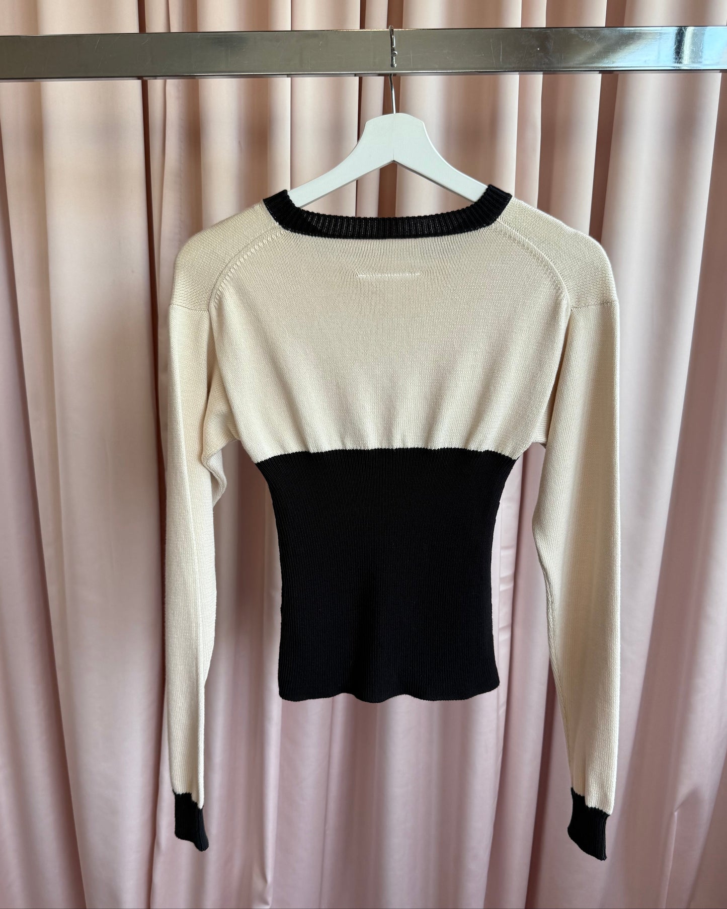 MM6 Maison Margiela S/S 2016 Black & Cream Contrast Cotton Knit Sweater