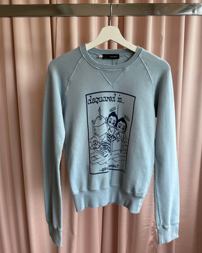 Dsquared² F/W 2005 "Givin' Thanks" Kim Casali Graphic Baby Blue Sweatshirt