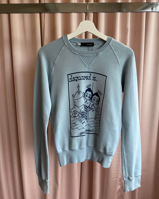 Dsquared² F/W 2005 "Givin' Thanks" Kim Casali Graphic Baby Blue Sweatshirt