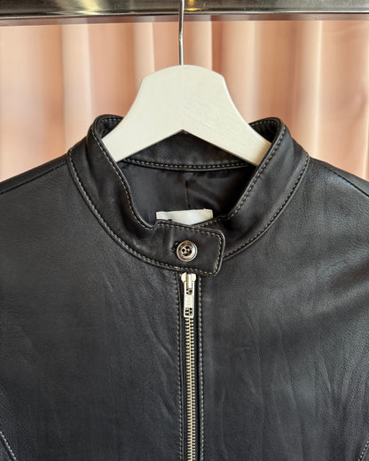 Japanese Brand T. B. Genuine Leather Contrast Stitch Moto Jacket