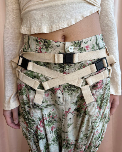 Junya Watanabe S/S 2003 Parachute Bondage Toile Print Linen Maxi Skirt