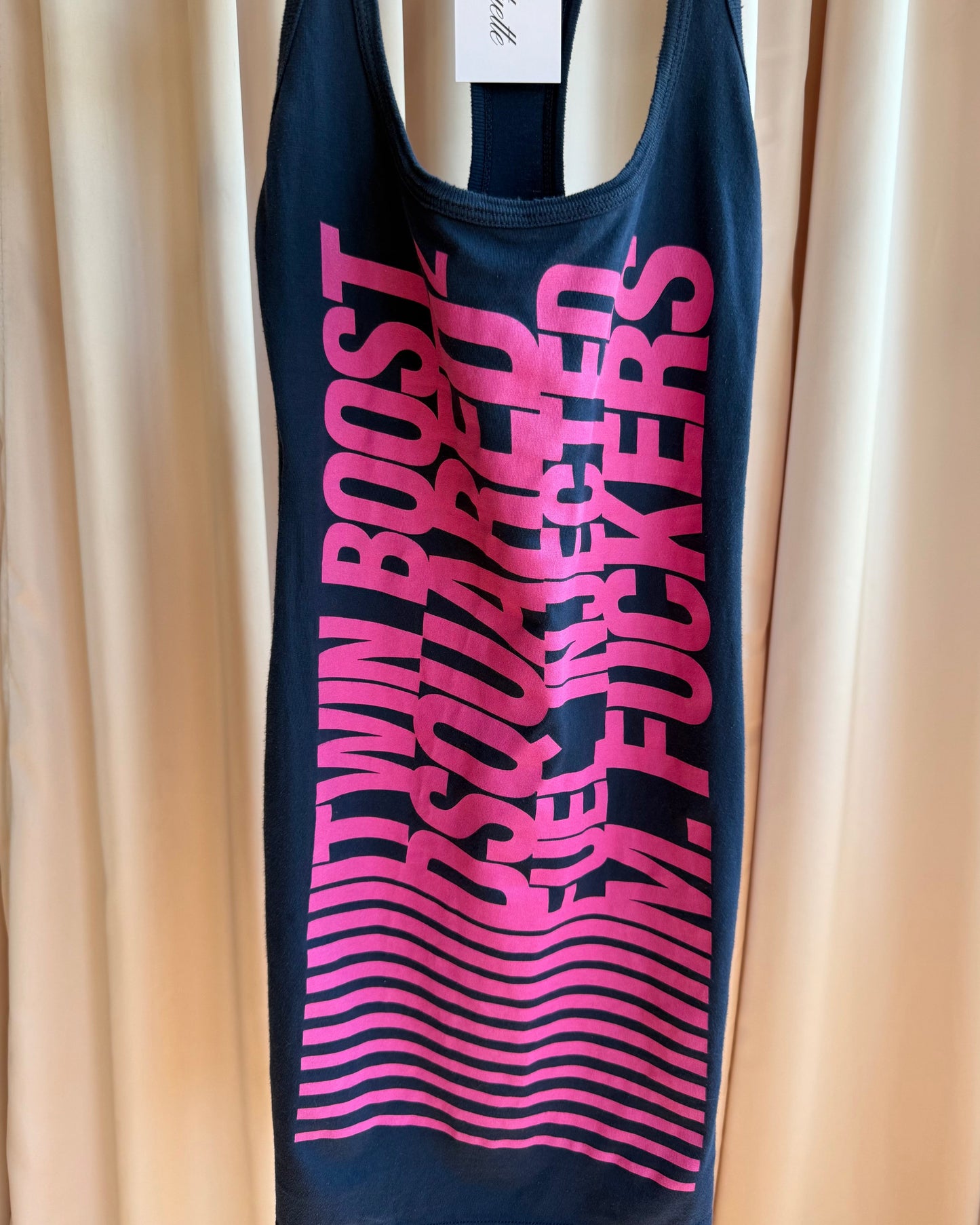 Dsquared² S/S 2008 "Twin Boost" Hot Pink Graphic Navy Tank Dress