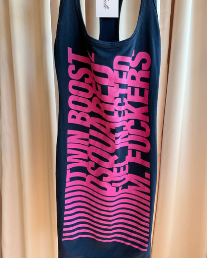 Dsquared² S/S 2008 "Twin Boost" Hot Pink Graphic Navy Tank Dress