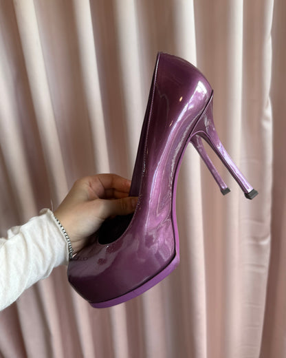Yves Saint Laurent Rive Gauche Glossy Purple Leather Tribtoos