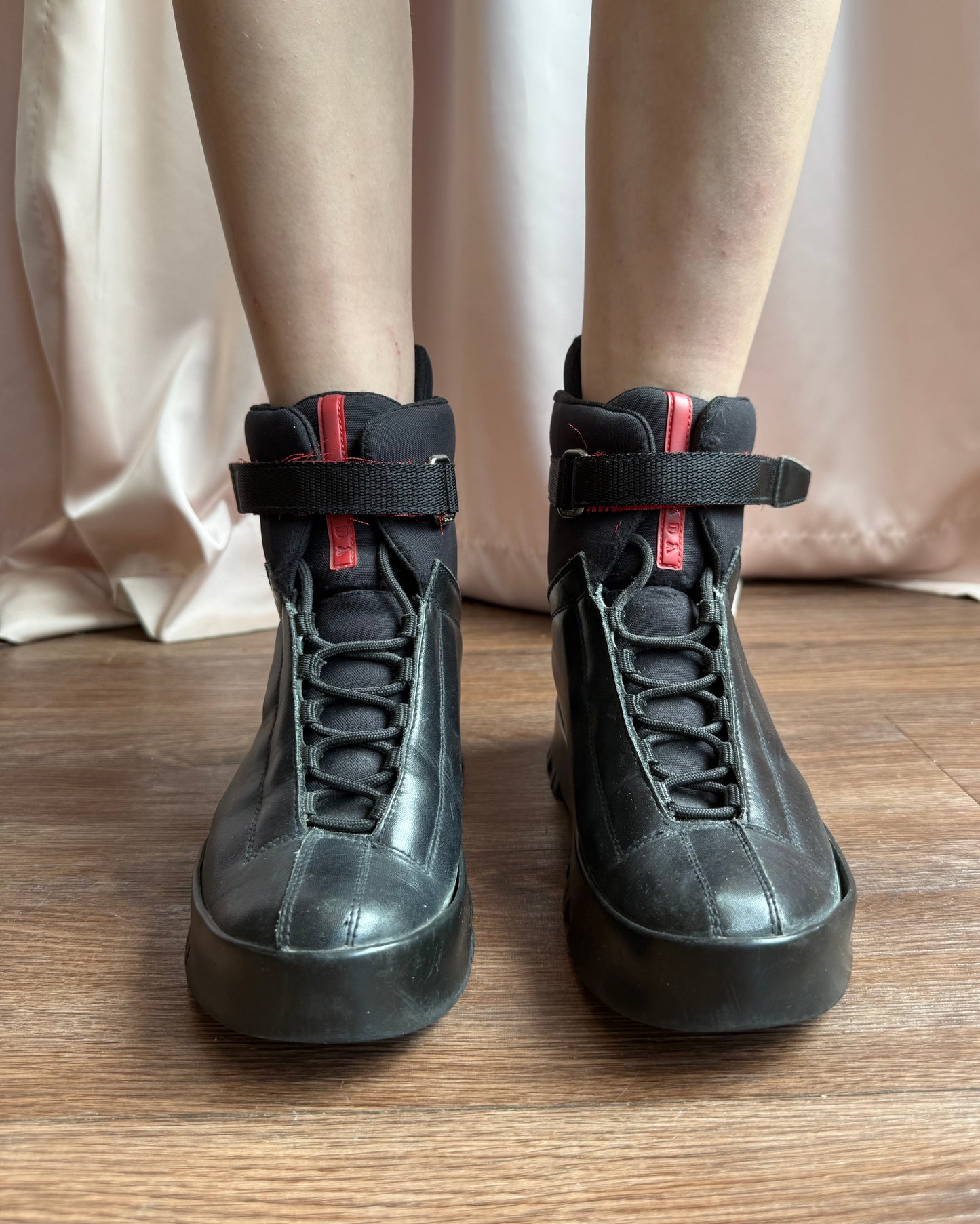 Prada Sport Black Leather Hiking Boots