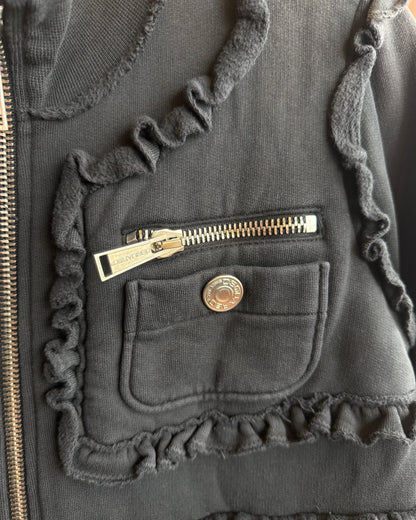 Dsquared² F/W 2011 Black Ruffled Zip Up Sweatshirt Jacket