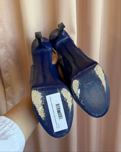 Saint Laurent YSL Cobalt Blue Patent Leather Slingback Tribtoo Pumps